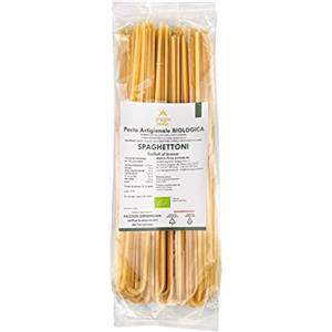 Poggio Reale Pasta Artigianale Biologica Semola Grano Duro Senatore Cappelli Grammi 500 100% Italiana Pugliese Trafilata al Bronzo (Spaghettoni lunghi)