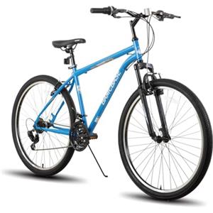 HILAND Mountain bike 26/27,5/29 pollici, mountain bike da uomo e donna a 21 velocità, telaio in acciaio ad alta resistenza, freni a V, bici hardtail per adulti nero/blu/grigio