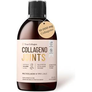 True Collagen Joints 500ml - Collagene marino premium (tipo I, II e III) I glucosamina, MSM, condroitina, curcuma I vitamina C, B12, D - Senza zucchero