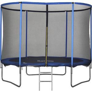 HOMCOM Tappeto Elastico per Bambini e Adulti con Rete e Bordo Imbottito, Giochi da Giardino e Casa Φ305x248cm Blu e Nero