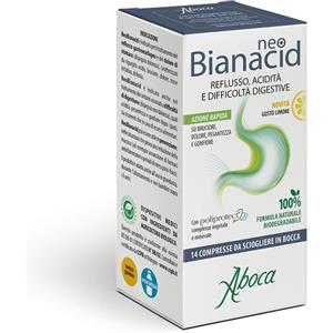 ABOCA NeoBianacid - Dispositivo medico per reflusso e dolore di stomaco - 14 Compresse Gusto Limone