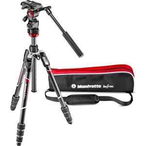 Manfrotto Befree Live, Kit Treppiede da Viaggio in Carbonio, Chiusura Twist con Testa Fluida MVH400AH, per DSLR, Mirrorless, Foto e Videocamere Compatte, Portata fino a 4 kg, Nero, MVKBFRTC-LIVE