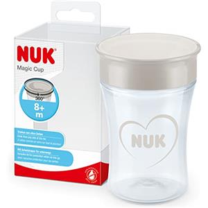 NUK Magic Cup Bicchiere antigoccia | Bordo anti-rovesciamento a 360° | 8+ mesi | Senza BPA | 230 ml | Bianco (cuori)