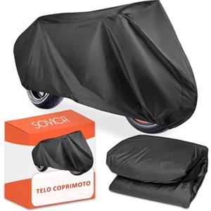 Sovica Telo coprimoto grande 240 x 140 cm materiale PEVA protegge da pioggia polvere sole telo moto telo moto per esterno impermeabile coprimoto coprimoto impermeabile per esterno nero