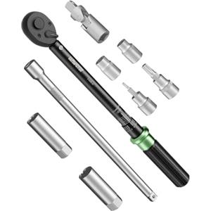 LLAVETOR LLLAVETOR Chiave Dinamometrica 3/8'', 5-60 NM Torque Wrench Moto e Bici Chiavi Dinamometrica Set con Adattatore (9 Pezzi (5-60NM))