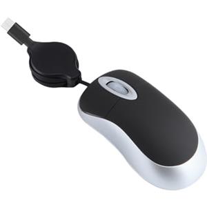 Generic Mini mouse cablato Type-c con cavo retrattile Piccolo mouse da viaggio Mouse ottico da viaggio 1000DPI Mouse portatile silenzioso con cavo per PC Desktop Notebook Accessori per ufficio (Nero)