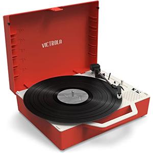 Victrola, Giradischi Portatile Re-Spin, Audio Di Qualità, Bluetooth, Design Eco-Sostenibile E Moderno, Tecnologia Vinyl Stream, Rosso