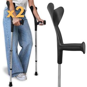 OrtoPrime PACK x2 UNITS Stampelle Ortopediche Regolabili in Alluminio per Adulti - Stampelle Canadesi con PUNTE ANTISCIVOLO - Stampelle Anatomiche Adattabili e Resistenti per Anziani.