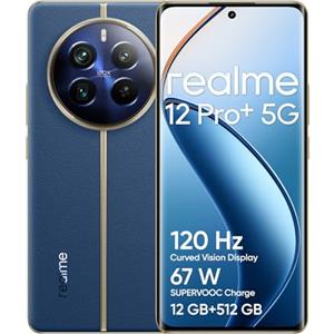 realme 12 Pro+ 5G Smartphone 12+512GB, Fotocamera Sony IMX890 OIS Zoom ottico 3X, Snapdragon 7s Gen 2, Display curvo Vision da 6,7 a 120Hz, Ricarica SUPERVOOC da 67W, Batteria da 5.000mAh, blu