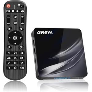 GREVA Android TV Box, 2024 4K Android Box 11.0 4GB RAM 32GB ROM Amlogic S905W2 Support 2.4/5.8GHz Dual Band Wifi BT4.0 3D Ultral HD 10/100M Ethernet Smart TV Box