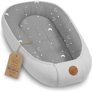 Totsy Baby Riduttore lettino neonato - 50x90cm nido baby nest antisoffoco culla pod cocoonababy confortevole cotone waffle babynest per neonati Lune