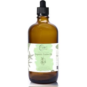 Pearl natural oils Olio di ricino biologico, puro, spremuto a freddo, vegano, senza esano, qualità BP, senza OGM, flacone di vetro da 100 ml con pipetta