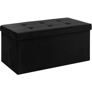 Il Gruppone Passione Casa Pouf Contenitore in Velluto Rettangolare Moderno Panca Fondo Letto Cassapanca Soggiorno Panchina per Ingresso Scarpiera Sgabello Panca Moderna - Nero