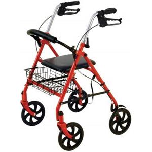 WIMED DEAMBULATORE ROLLATOR PIEGHEVOLE - SEDUTA - CESTINO - Wimed - Rosso