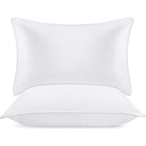 Utopia Bedding Cuscini Letto (Set di 2), 50 x 70 cm Guanciali Letto Coppia, 3D Fibra di Poliestere (Bianco)