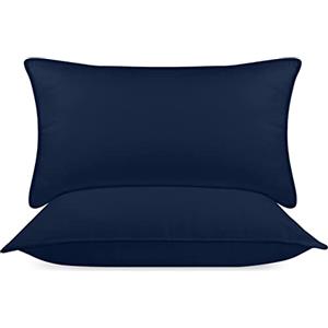 Utopia Bedding Cuscini Letto (Set di 2), 40 x 80 cm Guanciali Letto Coppia, 3D Fibra di Poliestere (Blu Navy)