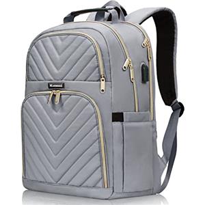 Kuosdaz Zaino Donne, 15.6 Pollice Zaino Scuola Ragazze Teenager con porta di ricarica USB, zaino portatile elegante Daypack impermeabile per la scuola, Uni, viaggi, lavoro, grigio