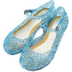 KIRALOVE - Scarpe Elsa - Anna - Cenerentola - Principessa - Suola 18 Cm - Colore Blu con Glitter - Carnevale - Halloween - Cosplay - Idea Regalo Compleanno - Taglia 30