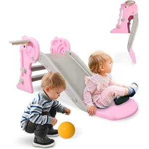 Mobiclinic® kids, Scivolo per bambini, Dino, Pieghevole, Include cesto e palla. bordi arrotondati, Antiscivolo, Massimo 35 kg, Stabile, Sicuro, Facile da montare, Interno ed esterno