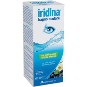 MONTEFARMACO OTC SpA Iridina Bagno Oculare 120ml - Dispositivo Medico Sterile con Estratto di Camomilla per Idratazione e Sollievo Oculare