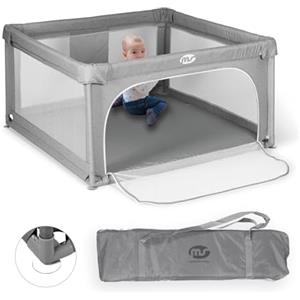 MS BabyWorld - Box Bambini L OXFORD - 120x120 cm | Recinto per neonati pieghevole | Area giochi sicura con porticine e finestre a rete | Con ventose | Montaggio Facile (120 x 120 cm)