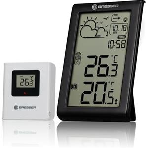 Bresser Stazione meteo radio con sensore esterno Meteo Temp W, termometro interno ed esterno, previsioni meteo, allarme antigelo, orologio radio DCF, ampio display digitale