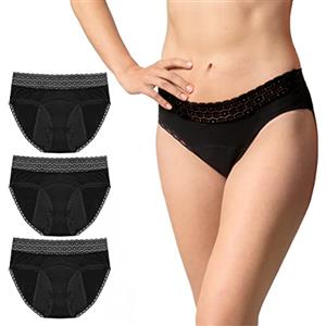 ZENAPHYR Set 3 Mutande Ciclo Mestruale Donna con Cotone Bio Ecologico - Mutande Assorbenti Donna Ciclo 4 Strati Assorbenti Anti-Perdite - Mutande mestruali Donna Lavabile (XS)