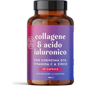 Alpha Foods Collagene Marino e Acido Ialuronico con Coenzima Q10, Vitamina C, A, B12, D3, Zinco, Magnesio - 90 Capsule - Peptidi di Collagene Idrolizzato - Integratore per Pelle, Ossa, Articolazioni - Alpha Foods