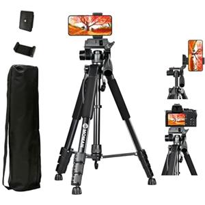 Moman Treppiedi Fotocamera, TP59F Camera Treppiede in Alluminio Leggero con Testa di 150cm di Altezza Treppiede Fotografico DSLR Massima 5KG Treppiede da Viaggio Portatile Regolabile