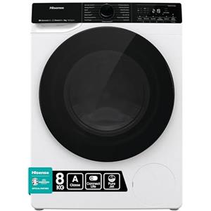 Hisense WF5V843BWSIT - Lavatrice Slim a Carica Frontale 8 Kg, 1400 rpm, 15 Programmi, Vapore, Display LED, Programma Rapido, Partenza Ritardata