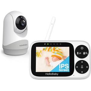 HelloBaby Baby Monitor Video e Audio telecamera bambini con monitor, Schermo IPS da 3,2