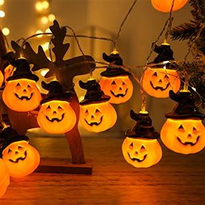 Jsdoin - Luci a forma di zucca per Halloween, impermeabili, alimentate a batteria, decorazione di Halloween, 5 m, 20 LED, per feste di Halloween, per interni ed esterni, decorazione per feste