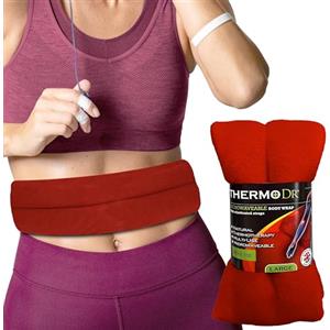 ThermoDR Cervicale Riscaldante Wheat Bags nel Microonde - Cuscino per Schiena, Spalle e Collo con Cinghia Elastica - Termico Profumato alla Lavanda, Rosso
