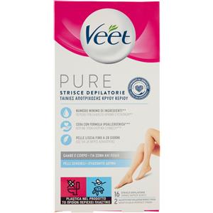 Veet Minima Strisce Depilatorie Ipoallergeniche per Corpo e Gambe - 16 Pezzi con Formula Easy-Gel
