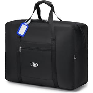 BAGZY Bagaglio a Mano 55x40x20 Borsone da Viaggio 45L Grande Pieghevole Leggero Borsa Palestra Valigia Cavalcabile Trolley Impermeabile a Tracolla Sportiva per Weekend (Nero)
