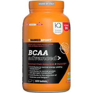 NAMEDSPORT SUPERFOOD NAMEDSPORT BCAA Advanced>, Integratore a base di Aminoacidi Ramificati e Vitamina B6, Riduce la Stanchezza, Stimola la Sintesi Proteica, Ideale in Sport Endurance, Brand of Italy, 300 Compresse