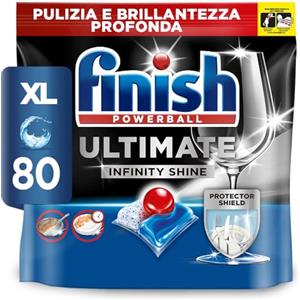 Finish Ultimate Infinity Shine Pastiglie Lavastoviglie, 80 Capsule Lavastoviglie, Detergenti per Lavastoviglie contro lo Sporco e i Residui Incrostati (Confezione da 1)