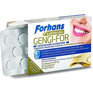 Forhans, Integratore Alimentare Gengi-For, con Lattoferrina e D-Biotina, Azione Antibatterica e Anti Infiammatoria Naturale per il Cavo Orale, Senza Zucchero, 30 Compresse Orosolubili