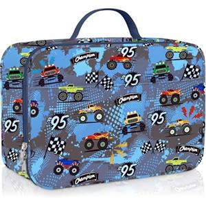 Clastyle Borsa Termica Porta Pranzo Bambini Scuola Auto Borsa Frigo Piccola Ragazzo Camion Portatile, Bandiera da Corsa