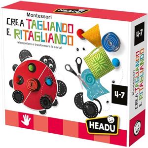 Headu Kit Art & Craft Crea Tagliando e Ritagliando - Stimola la Creatività e la Manualità per Bambini 4-8 Anni