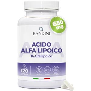 Bandini® Acido Alfa Lipoico 650 mg, 120 Capsule ad Alto Dosaggio ed a Rilascio Ritardato, Assorbimento Massimo, Antiossidante e Antinfiammatorio naturale, Fornitura da 4 Mesi, Vegan, ALA senza OGM
