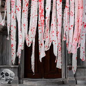 GIONAR Panno spaventoso per Halloween, 25 m, spaventoso con stampe sanguinose, panno spaventoso con strisce di sangue spaventose per decorazione di costumi di Halloween