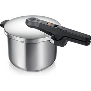 Tescoma 701306 Pentola a pressione acciaio inox, capacità 6 litri, 4 dispositivi di sicurezza, linea Element