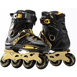 Klzzuk Pattini In Linea Pattini a Rotelle per Adulti Pattini da Pattinaggio Sportivi per Esterni e Interni, Roller Skates Professionali per Donna, Uomo, Adolescente, Unisex (EU37/UK3.5,Oro nero)