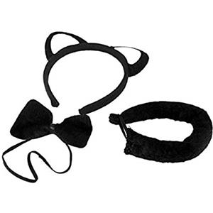 KIRALOVE Costume gatto nero - cerchietto con orecchie - travestimenti donna - halloween - carnevale - coda - farfallina - chat noir - adulti - ragazza - idea regalo originale