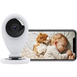 HiKam S5 Telecamera di sorveglianza WLAN interna, telecamera di sorveglianza per interni con app, video HD, telecamera per cani, rilevatore di movimento, notte (2023, bianco, supporto tedesco)