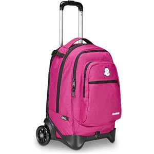 Invicta Trolley Scuola Plug Plain, Fucsia, Multi Uso, Zaino Doppio Scomparto Con Carrello Sganciabile, Tasca PC, Tasca Borraccia e Tasca Con Organizer, Trolley Medie Superiori Viaggio, Ragazza