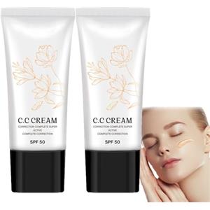 ToatlHeal Crema CC Coreana Autoregolante Con SPF 50 - Colore Cangiante, Copertura Totale per Pelle Matura (2 Pezzi)