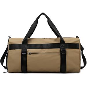 Vllcsla Borsa Sportiva Uomo Donna, 50x25x25cm, con Tasca Bagnata, Scomparto Scarpe, Borsone da Palestra Grande 8 Colori, Borsa da Viaggio Weekender Duffel, Borse Palestra Uomo Body Building (Cachi)
