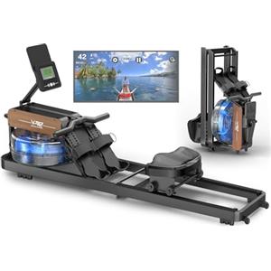 VOWVIT Vogatore,Vogatore Professionale per Casa,Vogatore Pieghevole con Resistenza ad Acqua, Vogatore con Monitor Bluetooth e Supporto Tablet Regolabile, Carico Massimo 160 kg